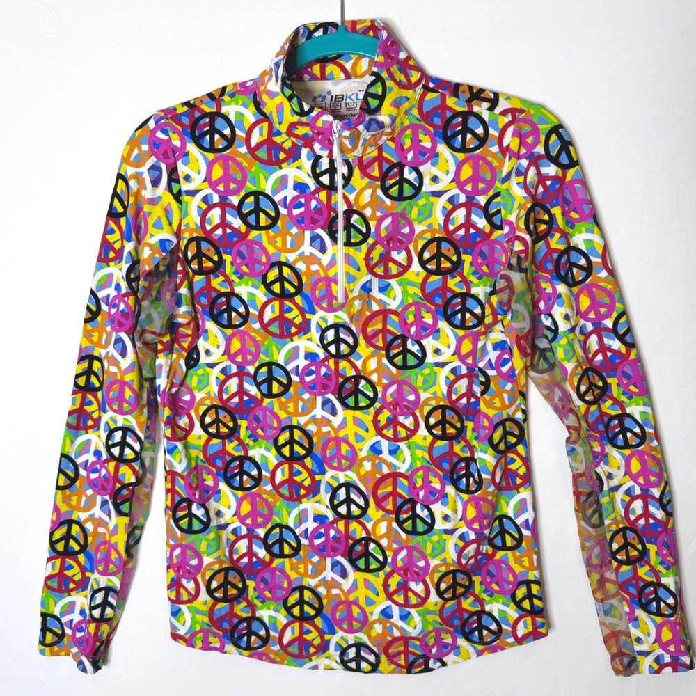 IBKUL Peace Sign Shirt Women S Colorful 1/4 Zip UPF 50+ Pickleball Tennis Mesh